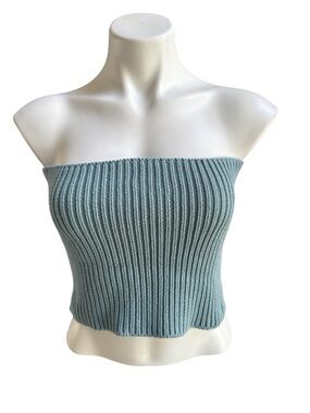 Wynne Layers Ribbed Tube Top Green Medium NWOT